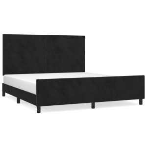 Estrutura de cama c/ cabeceira 180x200 cm veludo preto H