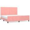 Estrutura de cama c/ cabeceira 180x200 cm veludo rosa 2