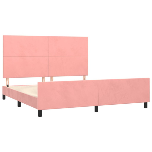 Estructura de cama con cabecero de terciopelo rosa 180x200 cm M 4