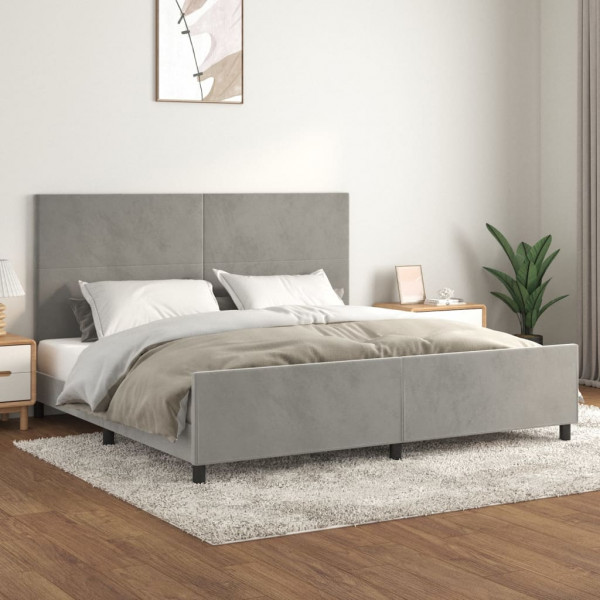 Estructura de cama con cabecero terciopelo gris claro 200x200cm D