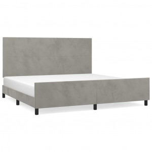 Estrutura de cama sem colchão 200x200 cm veludo cinzento-claro H