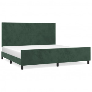 Estrutura de cama sem colchão 200x200 cm veludo verde-escuro H