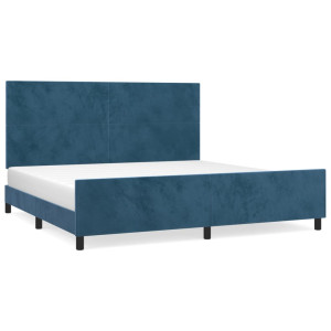 Estrutura de cama sem colchão 200x200 cm veludo azul-escuro H