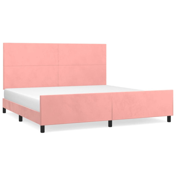 Estructura de cama con cabecero de terciopelo rosa 200x200 cm M 2