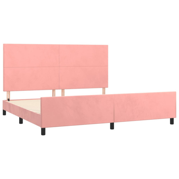 Estructura de cama con cabecero de terciopelo rosa 200x200 cm M 4