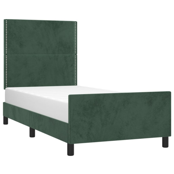 Estrutura de cama sem colchão 90x190 cm veludo verde-escuro M 3