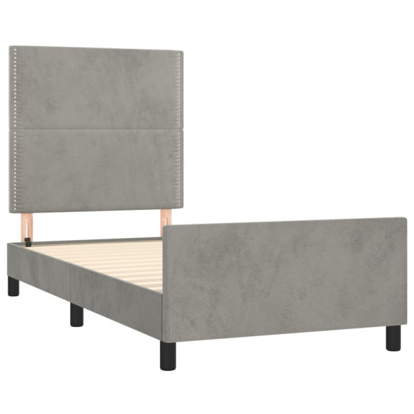 Estructura de cama con cabecero terciopelo gris claro 100x200cm M 4