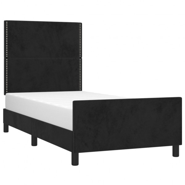 Estructura de cama con cabecero de terciopelo negro 100x200 cm M 3