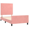 Estrutura de cama c/ cabeceira 100x200 cm veludo rosa 4
