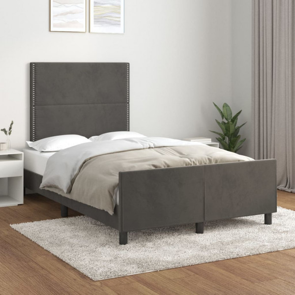 Estructura cama con cabecero terciopelo gris oscuro 120x200 cm D