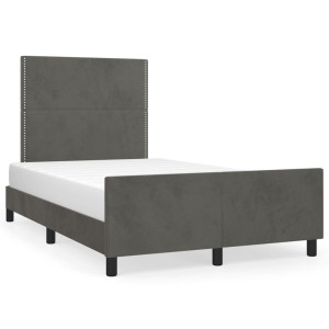 Estructura cama con cabecero terciopelo gris oscuro 120x200 cm H