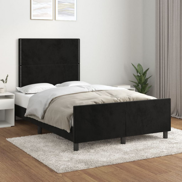 Estructura de cama con cabecero de terciopelo negro 120x200 cm D