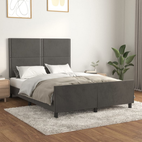 Estructura cama con cabecero terciopelo gris oscuro 140x190 cm D