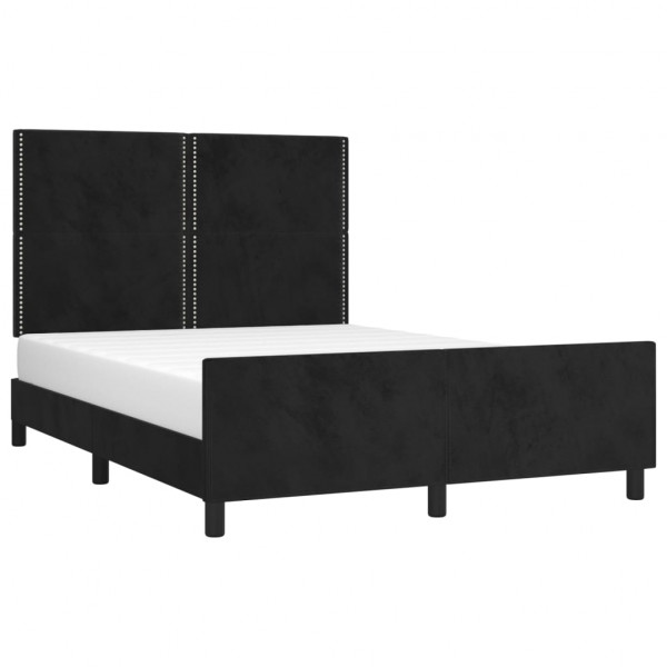 Estructura de cama con cabecero de terciopelo negro 140x190 cm M 3