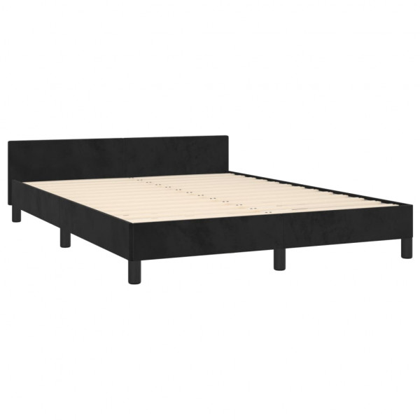 Estrutura de cama sem colchão 140x190 cm veludo preto M 5