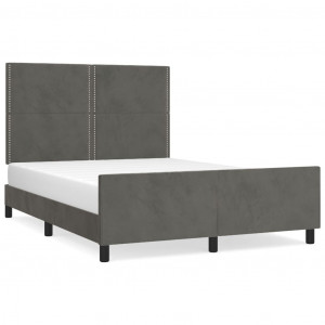 Estrutura de cama sem colchão 140x200 cm veludo cinzento-escuro H