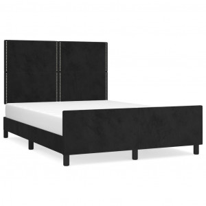 Estrutura de cama sem colchão 140x200 cm veludo preto H