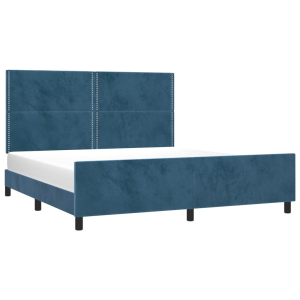 Estructura cama con cabecero terciopelo azul oscuro 180x200 cm M 3