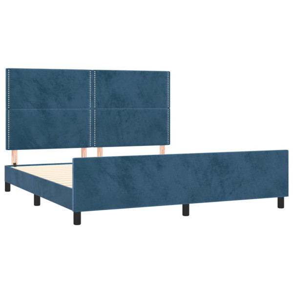 Estructura cama con cabecero terciopelo azul oscuro 180x200 cm M 4