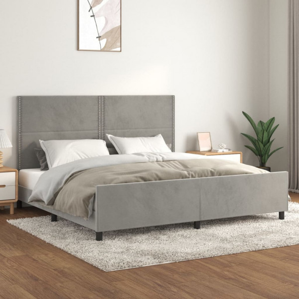 Estructura de cama con cabecero terciopelo gris claro 200x200cm D