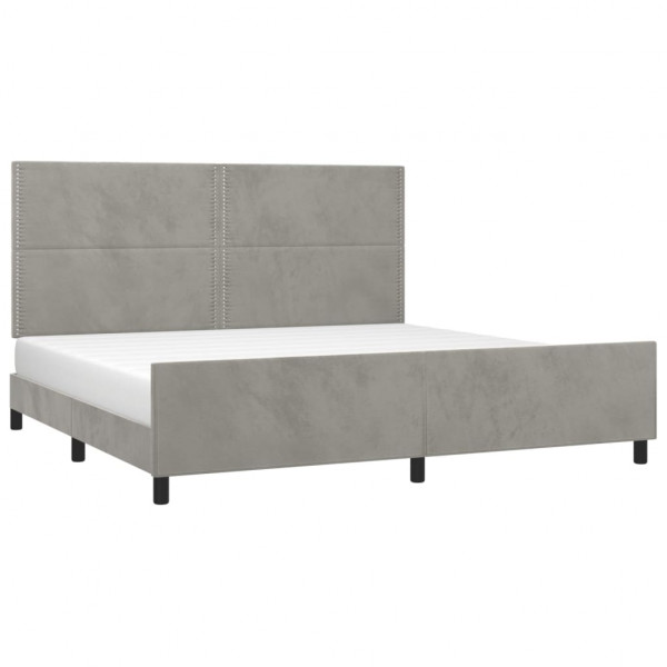 Estructura de cama con cabecero terciopelo gris claro 200x200cm M 3