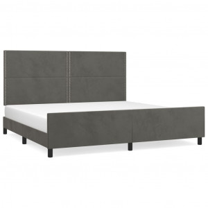 Estrutura de cama sem colchão 200x200 cm veludo cinzento-escuro H