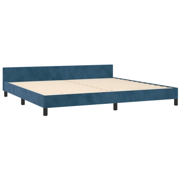 Estrutura de cama sem colchão 200x200 cm veludo azul-escuro M 5