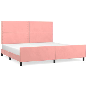 Estrutura de cama c/ cabeceira 200x200 cm veludo rosa H