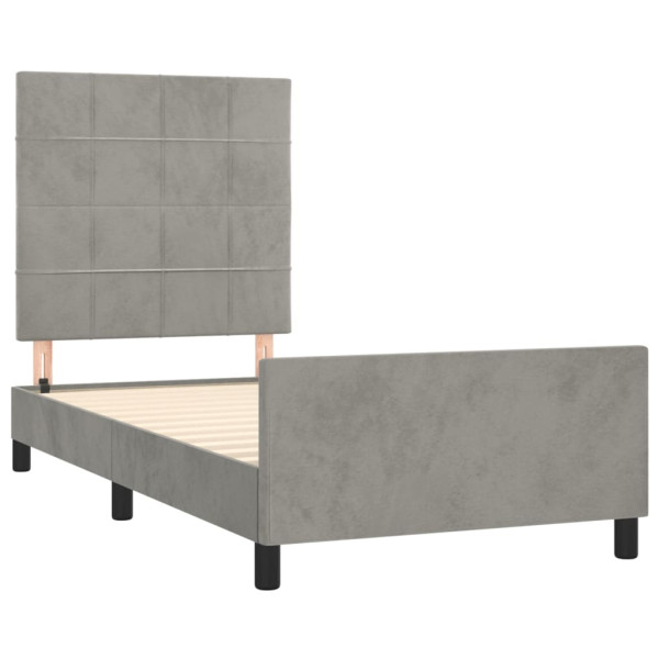Estrutura de cama sem colchão 90x190 cm veludo cinzento-claro M 4
