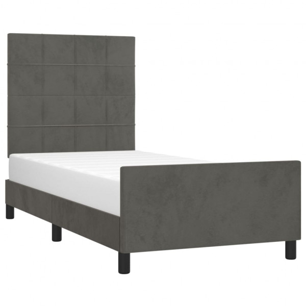 Estructura de cama con cabecero terciopelo gris oscuro 90x190cm M 3