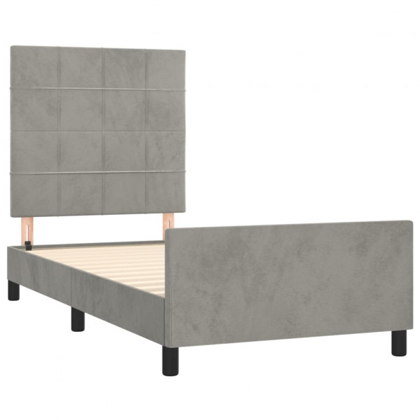 Estructura de cama con cabecero terciopelo gris claro 90x200 cm M 4