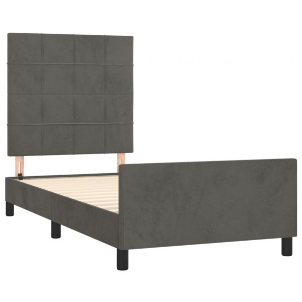 Estructura de cama con cabecero terciopelo gris oscuro 90x200cm M 4