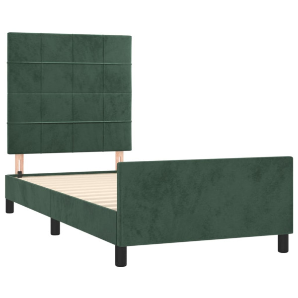 Estructura cama con cabecero terciopelo verde oscuro 90x200 cm M 4