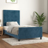 Estrutura de cama sem colchão 90x200 cm veludo azul-escuro 1