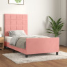 Estrutura de cama c/ cabeceira 90x200 cm veludo rosa 1