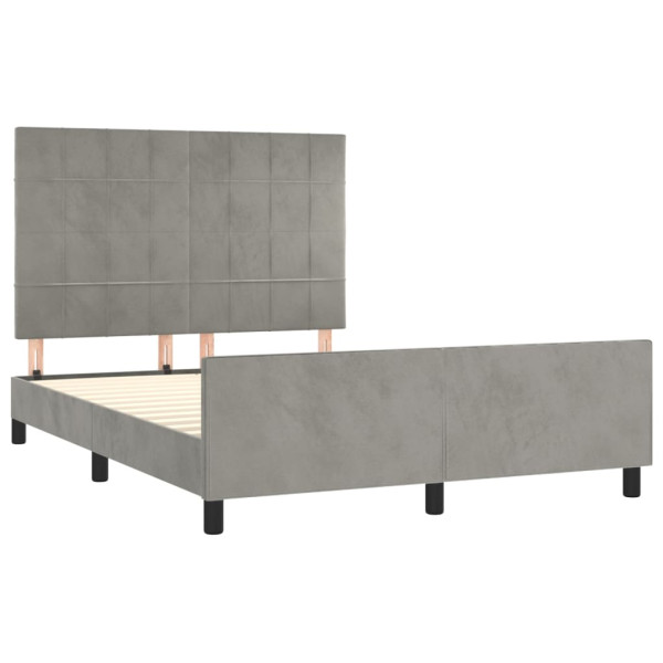 Estrutura de cama sem colchão 140x190 cm veludo cinzento-claro M 4