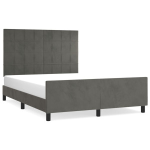 Estructura cama con cabecero terciopelo gris oscuro 140x190 cm H