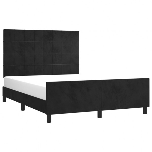 Estrutura de cama sem colchão 140x190 cm veludo preto M 3