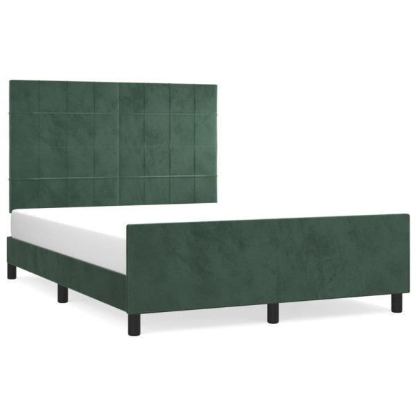 Estructura cama con cabecero terciopelo verde oscuro 140x190 cm M 2