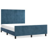 Estrutura de cama sem colchão 140x190 cm veludo azul-escuro 2