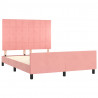 Estrutura de cama c/ cabeceira 140x190 cm veludo rosa 4