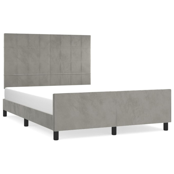Estrutura de cama sem colchão 140x200 cm veludo cinzento-claro M 2