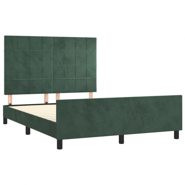 Estructura cama con cabecero terciopelo verde oscuro 140x200 cm M 4