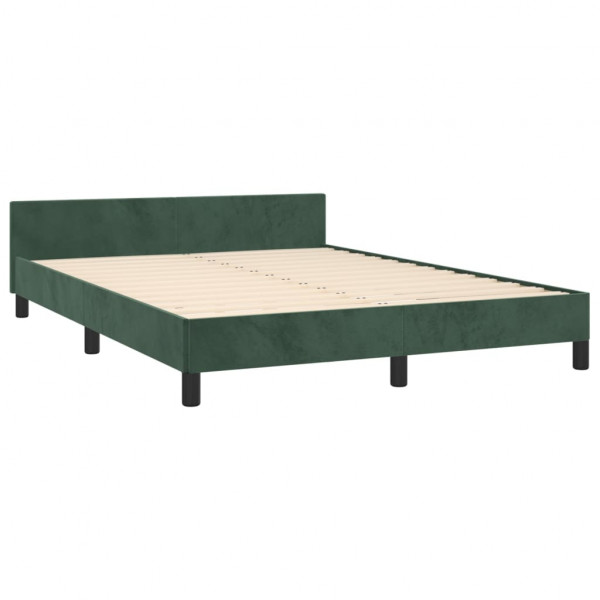 Estructura cama con cabecero terciopelo verde oscuro 140x200 cm M 5