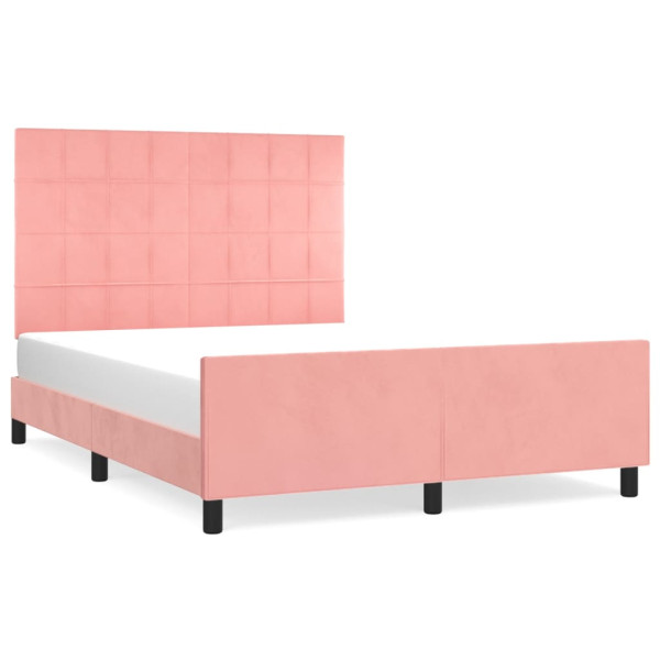 Estructura de cama con cabecero de terciopelo rosa 140x200 cm M 2