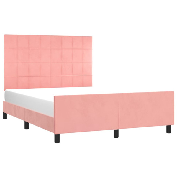 Estructura de cama con cabecero de terciopelo rosa 140x200 cm M 3