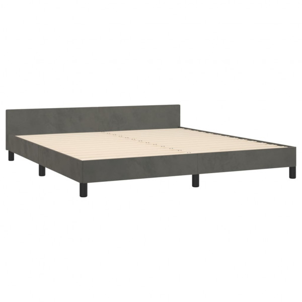 Estructura cama con cabecero terciopelo gris oscuro 160x200 cm M 5