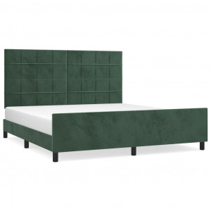Estructura cama con cabecero terciopelo verde oscuro 160x200 cm H