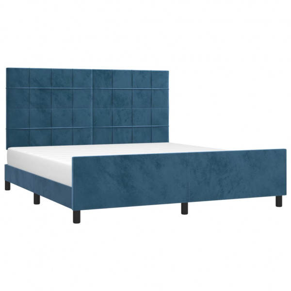 Estructura cama con cabecero terciopelo azul oscuro 160x200 cm M 3