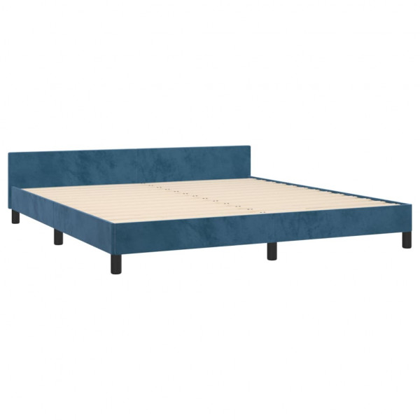 Estructura cama con cabecero terciopelo azul oscuro 160x200 cm M 5